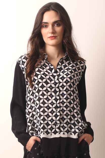Monochrome Viscose Tabby Shirt- Pashma Women's
