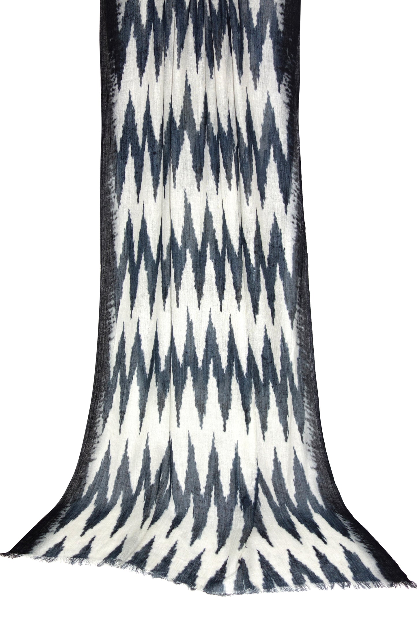 Navy Ikat Silk Cashmere Scarf- Pashma Women's