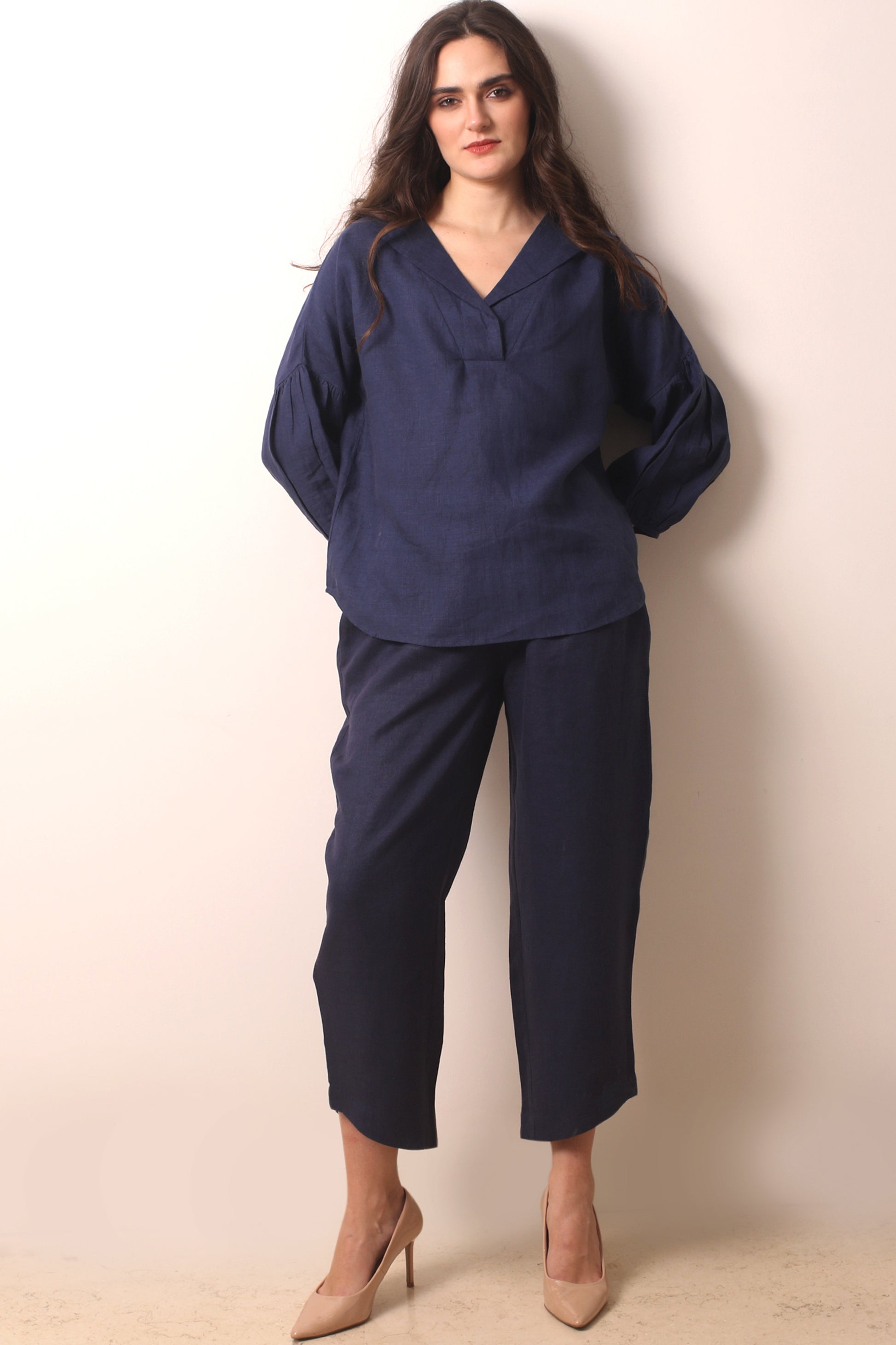 Navy Linen Co Ord Set- Pashma Women's