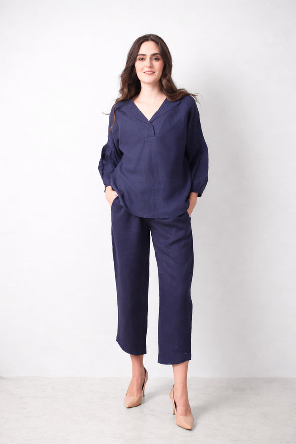Navy Linen Co Ord Set