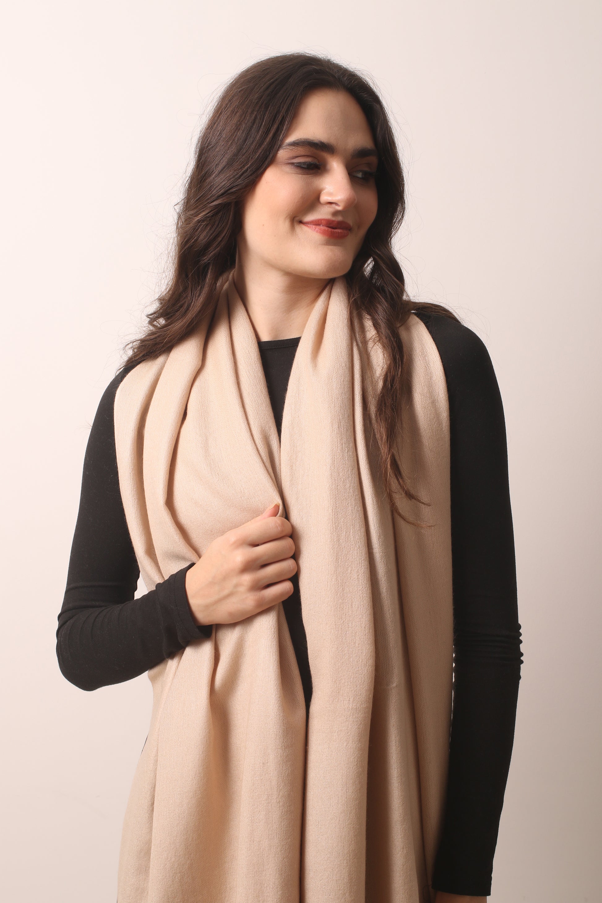 Oatmeal Felted Cashmere Scarf 2- Pashma Women's