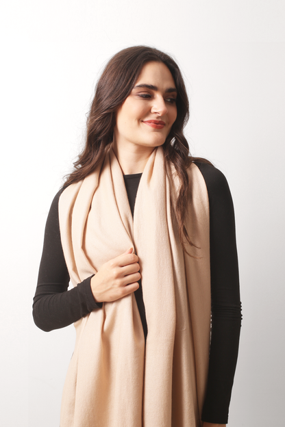 Oatmeal Felted Cashmere Scarf