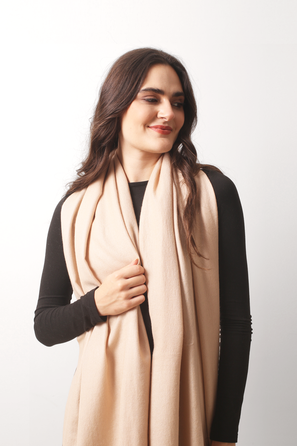 Oatmeal Felted Cashmere Scarf