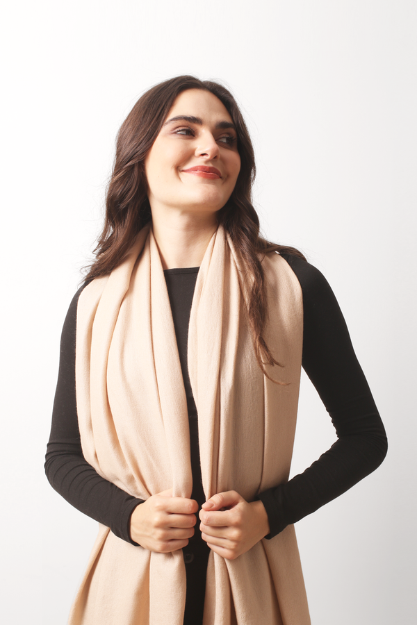 Oatmeal Felted Cashmere Scarf