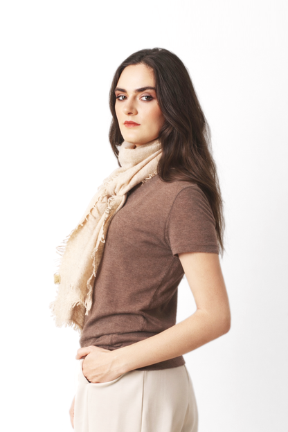 Oatmeal Knitted Cashmere Scarf