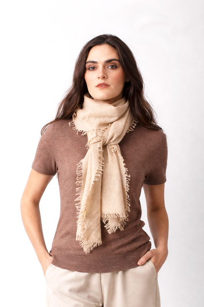Oatmeal Knitted Cashmere Scarf