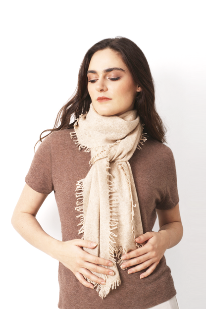 Oatmeal Knitted Cashmere Scarf