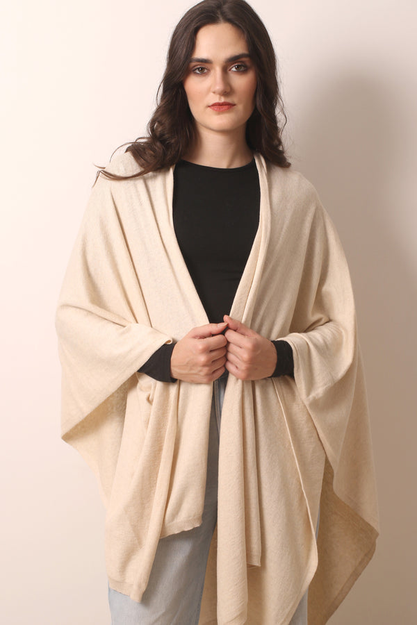 Oatmeal  Mélange Cashmere Ruana- Pashma Women's