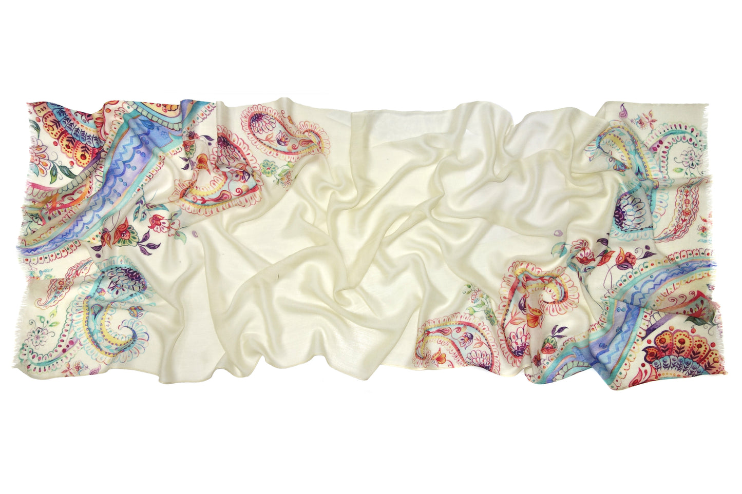 Paisley Print Silk Cashmere Scarf 5- Pashma Women's