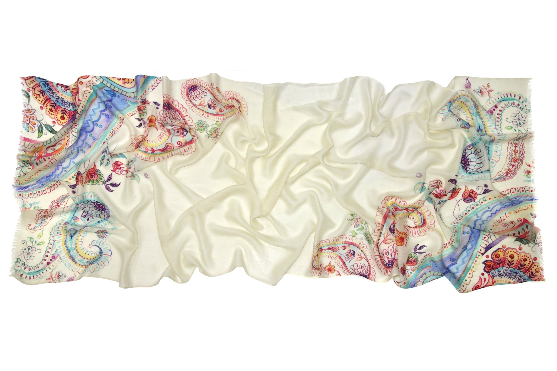 Paisley Print Silk Cashmere Scarf 5- Pashma Women's