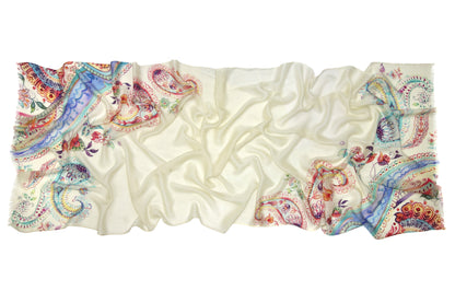 Paisley Print Silk Cashmere Scarf 5- Pashma Women's