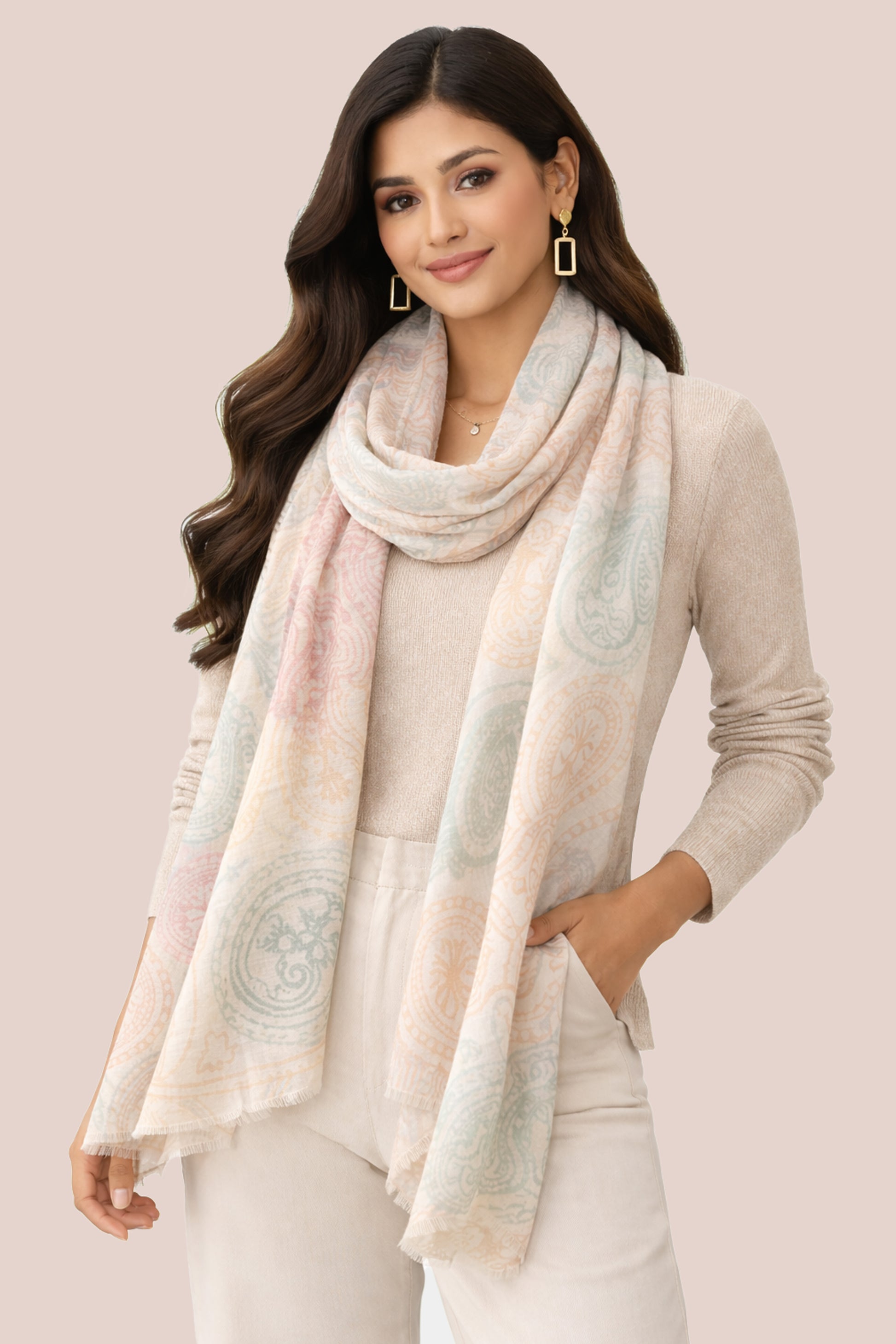 Paisley Wool Cashmere Scarf- Pashma Women's