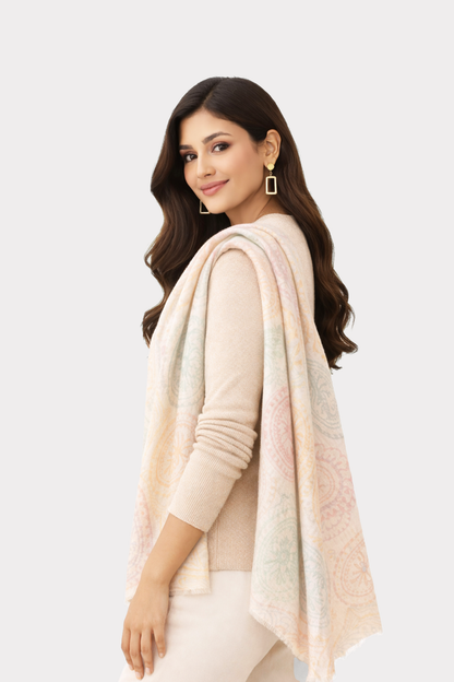 Soft Paisley Wool Cashmere Scarf