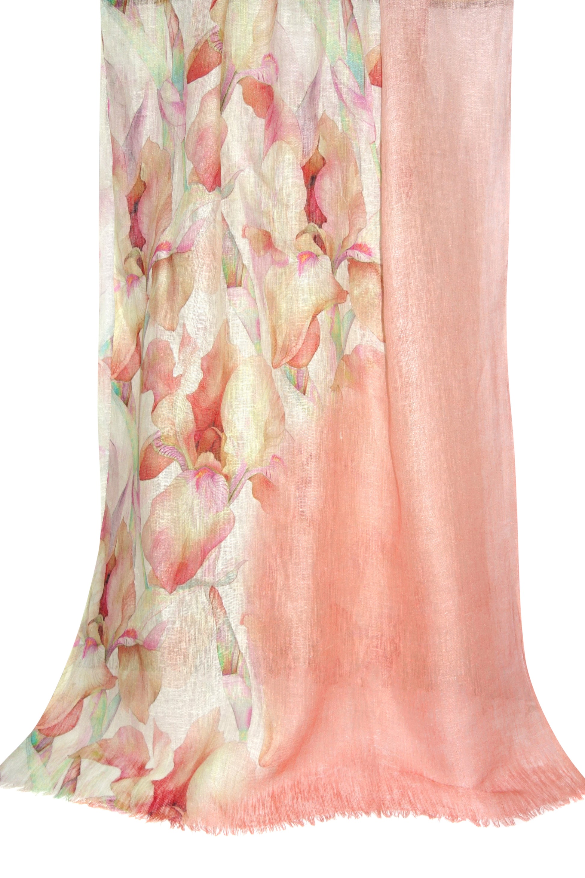 Peach Floral Silk Cashmere Scarf - Pashma Women's