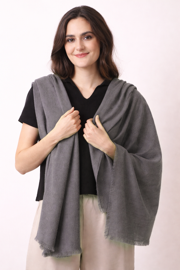 Pewter Grey Felted Cashmere Scarf- Pashma Women's