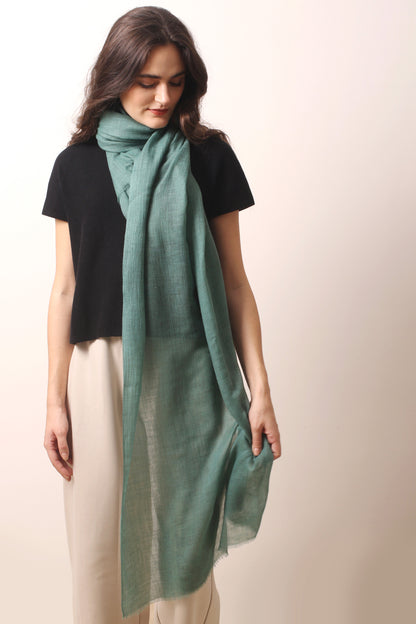 Pine Green Cashmere Air Scarf 1- Pashma Women's