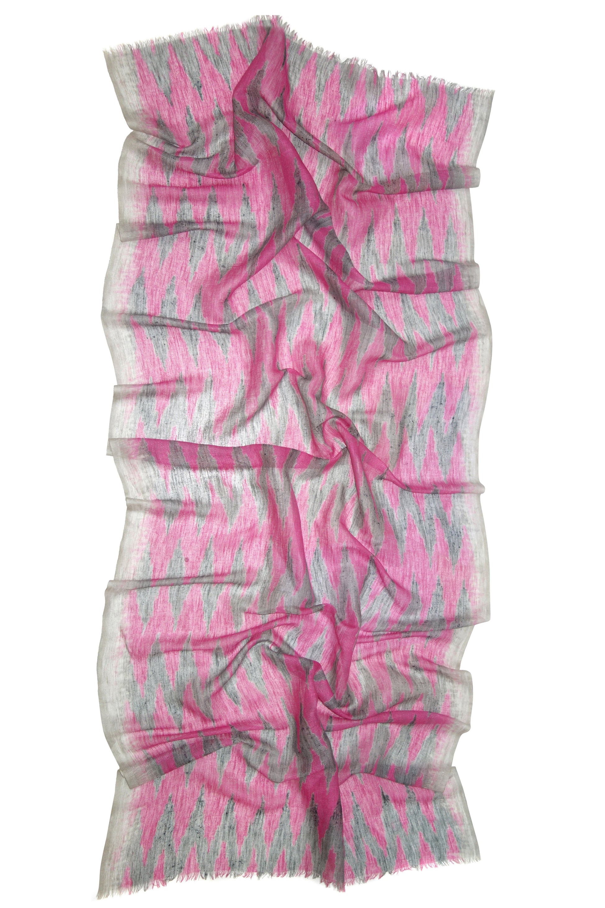 Pink Ikat Silk Cashmere Scarf 1- Pashma Women's