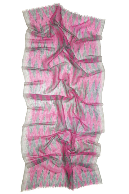 Pink Ikat Silk Cashmere Scarf 1- Pashma Women's
