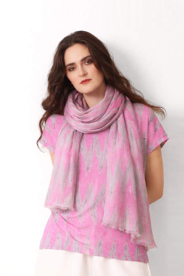 Rose Ikat Silk Cashmere Scarf