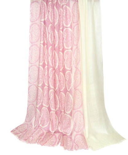 Pink Paisley wool blend Scarf - Pashma Women's