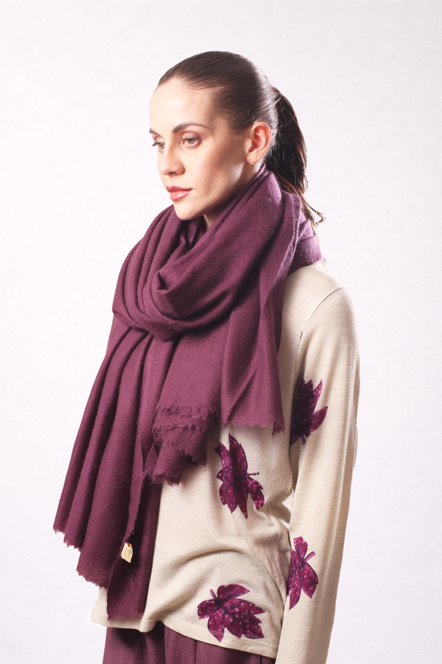 Plum Wine Felted Cashmere Scarf