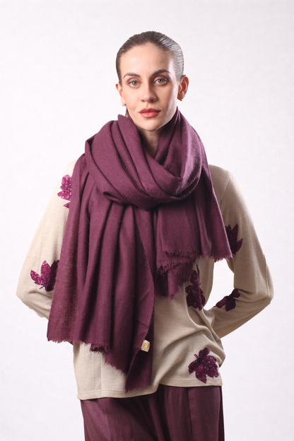 Plum Wine Felted Cashmere Scarf