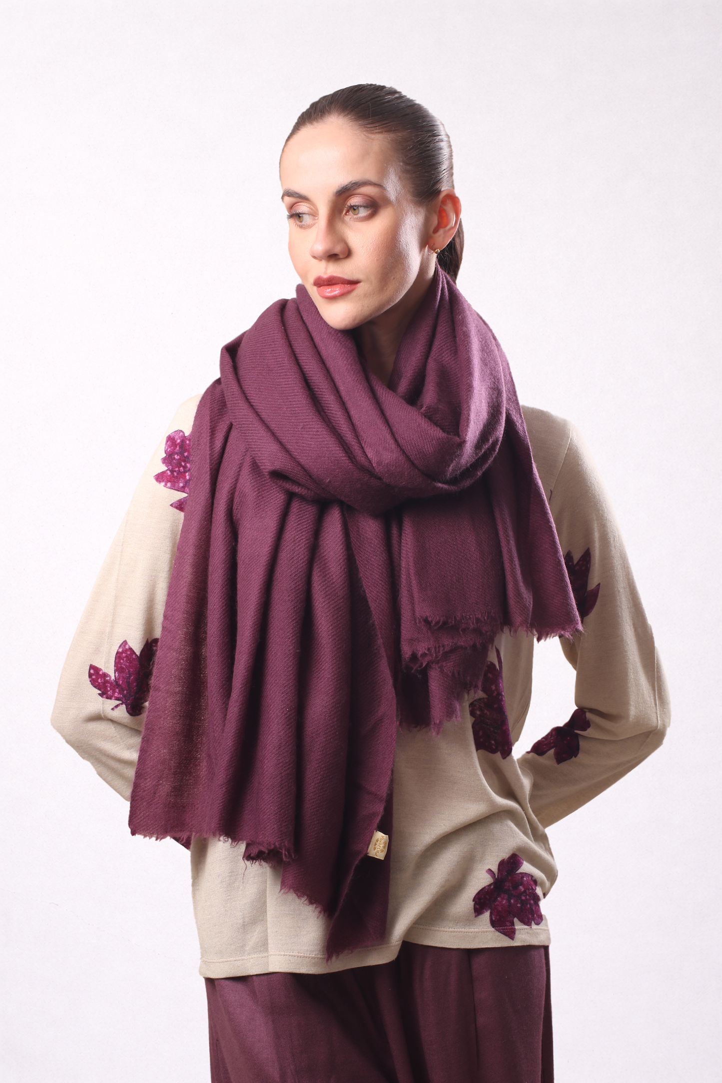 Plum Wine Felted Cashmere Scarf