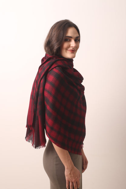 Pompeian Checkered cashmere Scarf 2- Pashma Women's