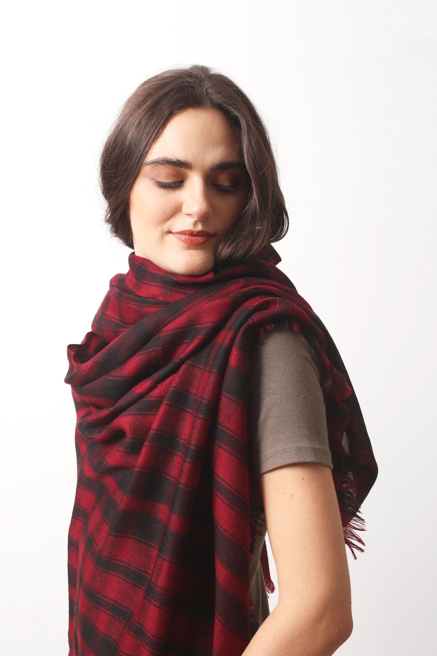 Pompeian Checkered Cashmere Scarf