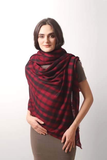 Pompeian Checkered Cashmere Scarf
