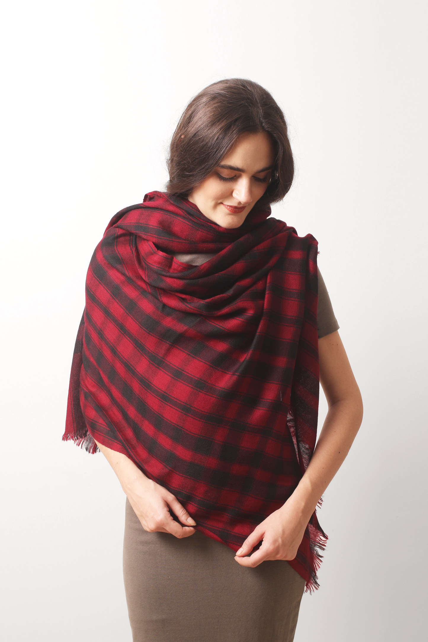 Pompeian Checkered Cashmere Scarf