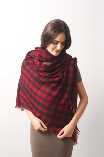 Pompeian Checkered Cashmere Scarf