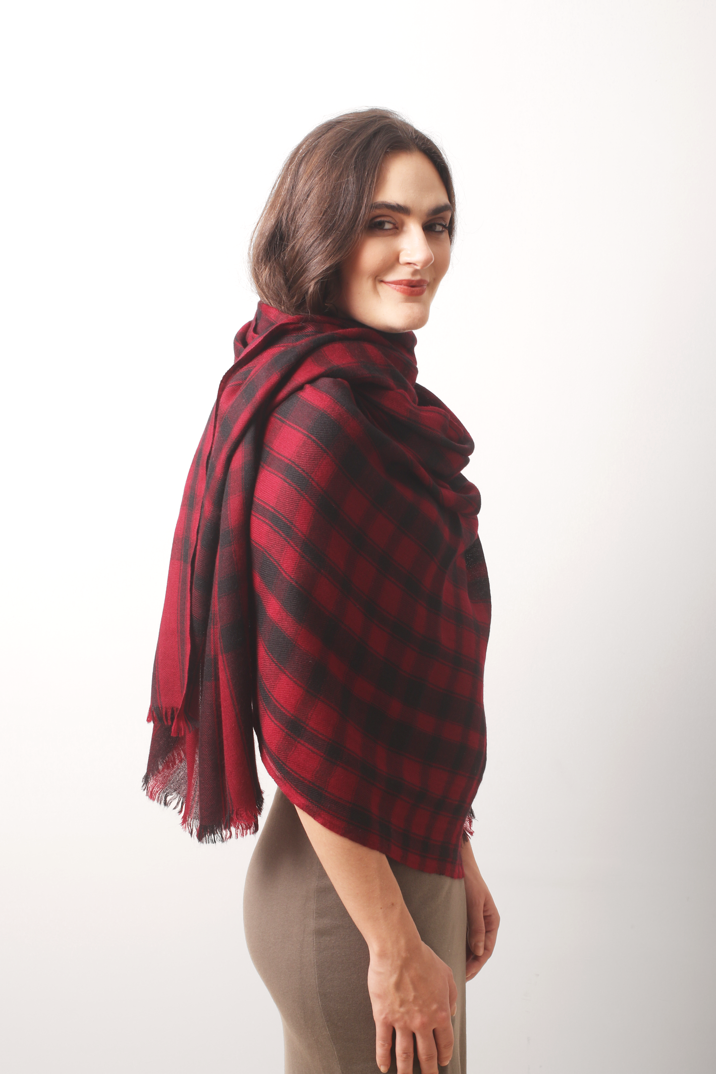 Pompeian Checkered Cashmere Scarf