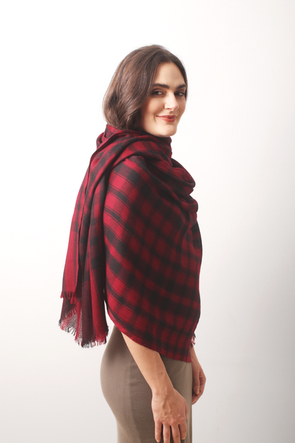Pompeian Checkered Cashmere Scarf