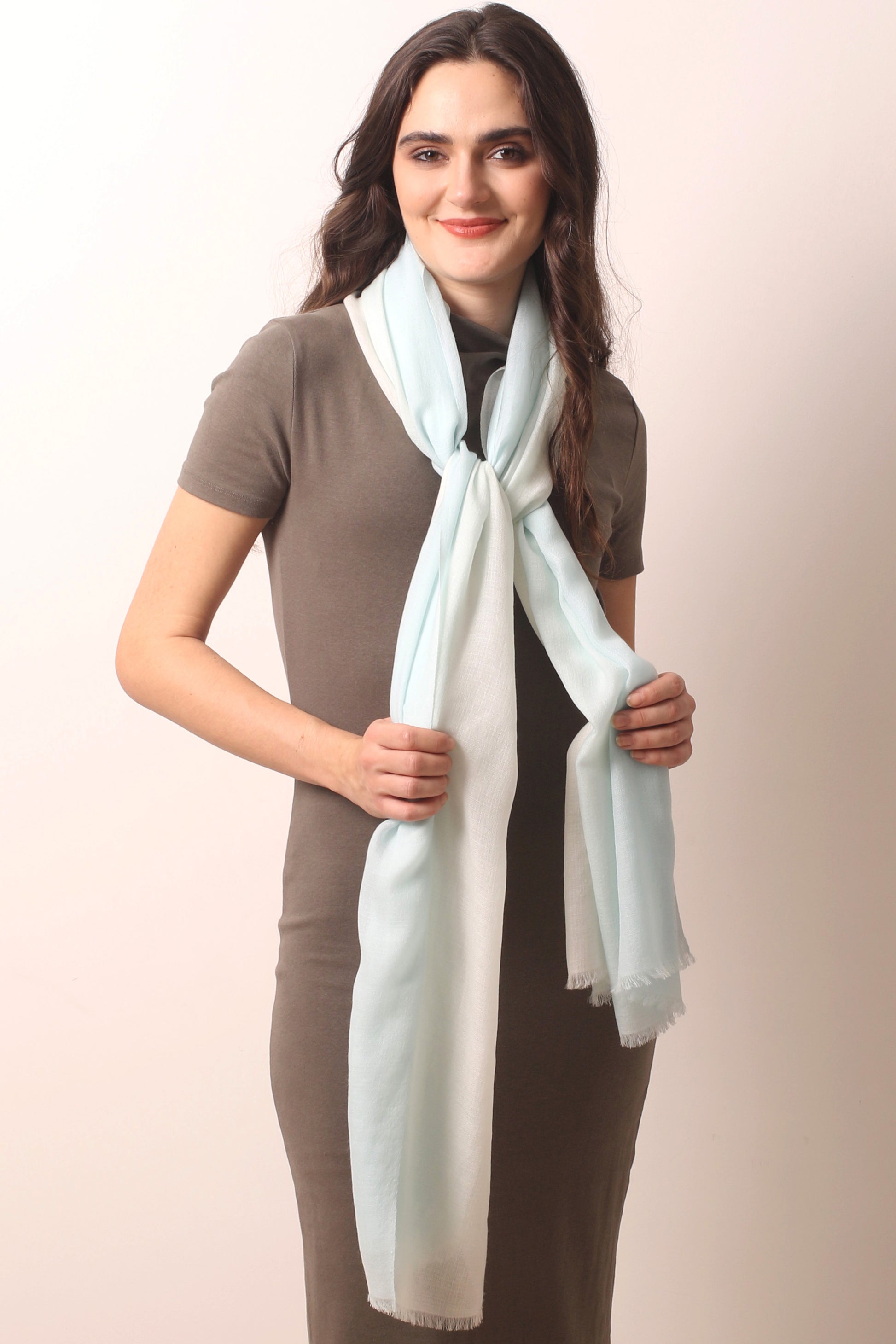Powder blue Ombre Diamond Cashmere Scarf- Pashma Women's