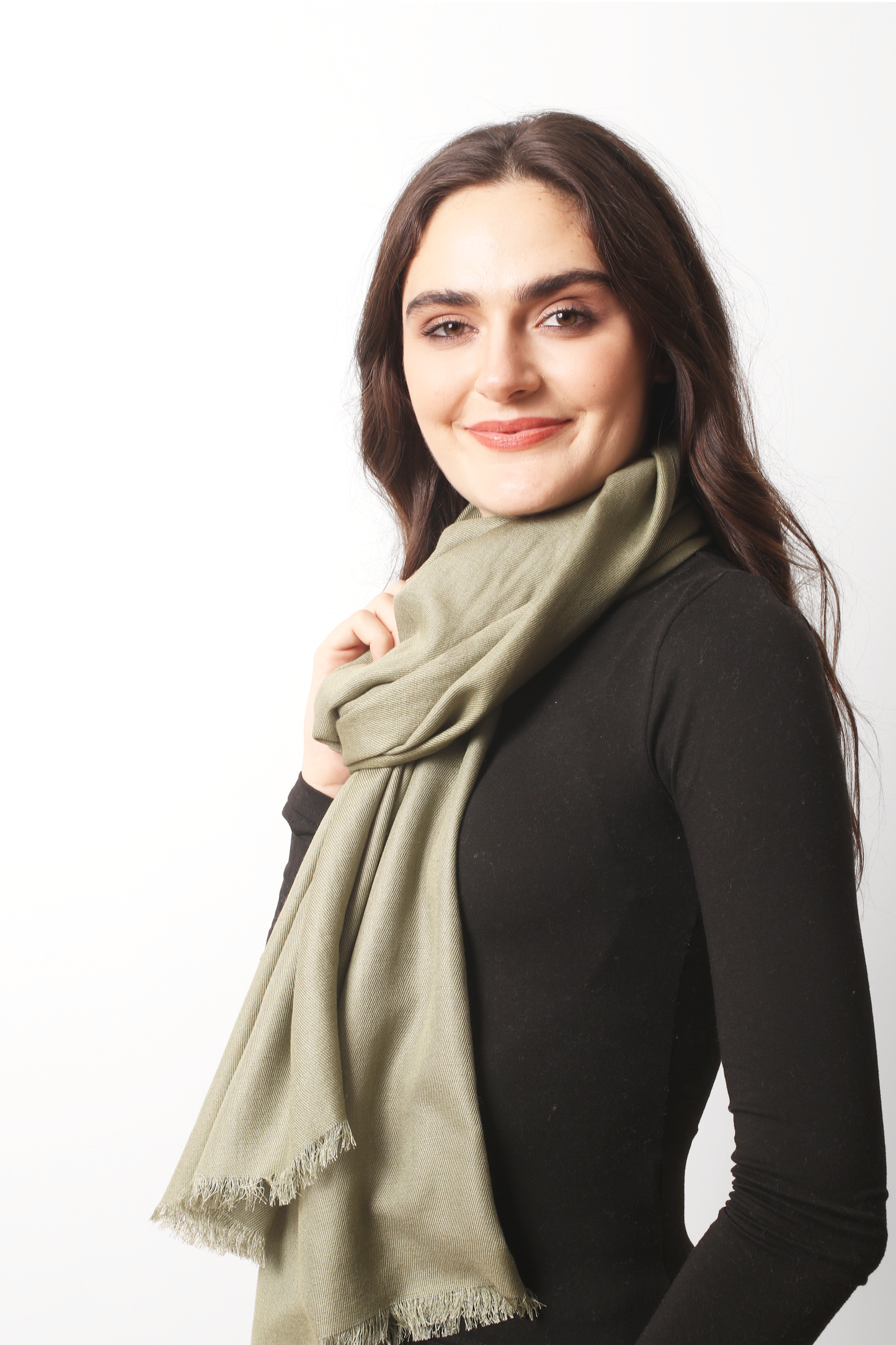Sage Silk Cashmere Twill Scarf