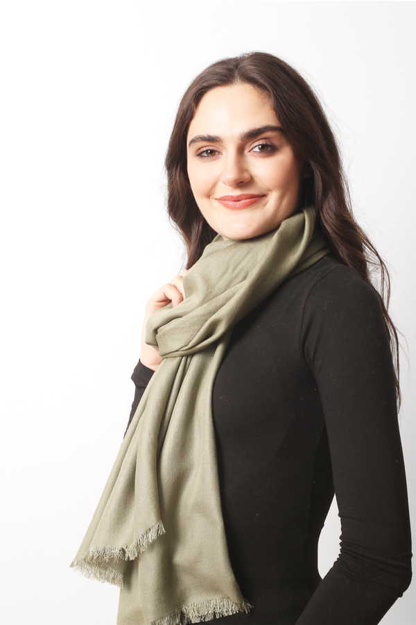 Sage Silk Cashmere Twill Scarf