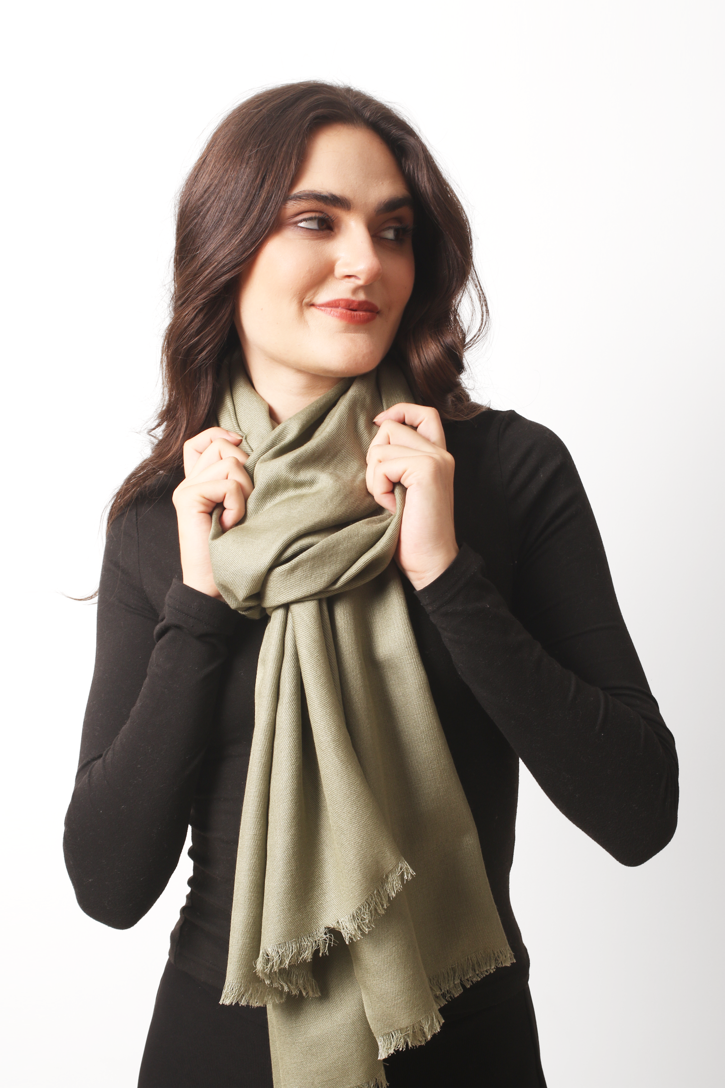 Sage Silk Cashmere Twill Scarf