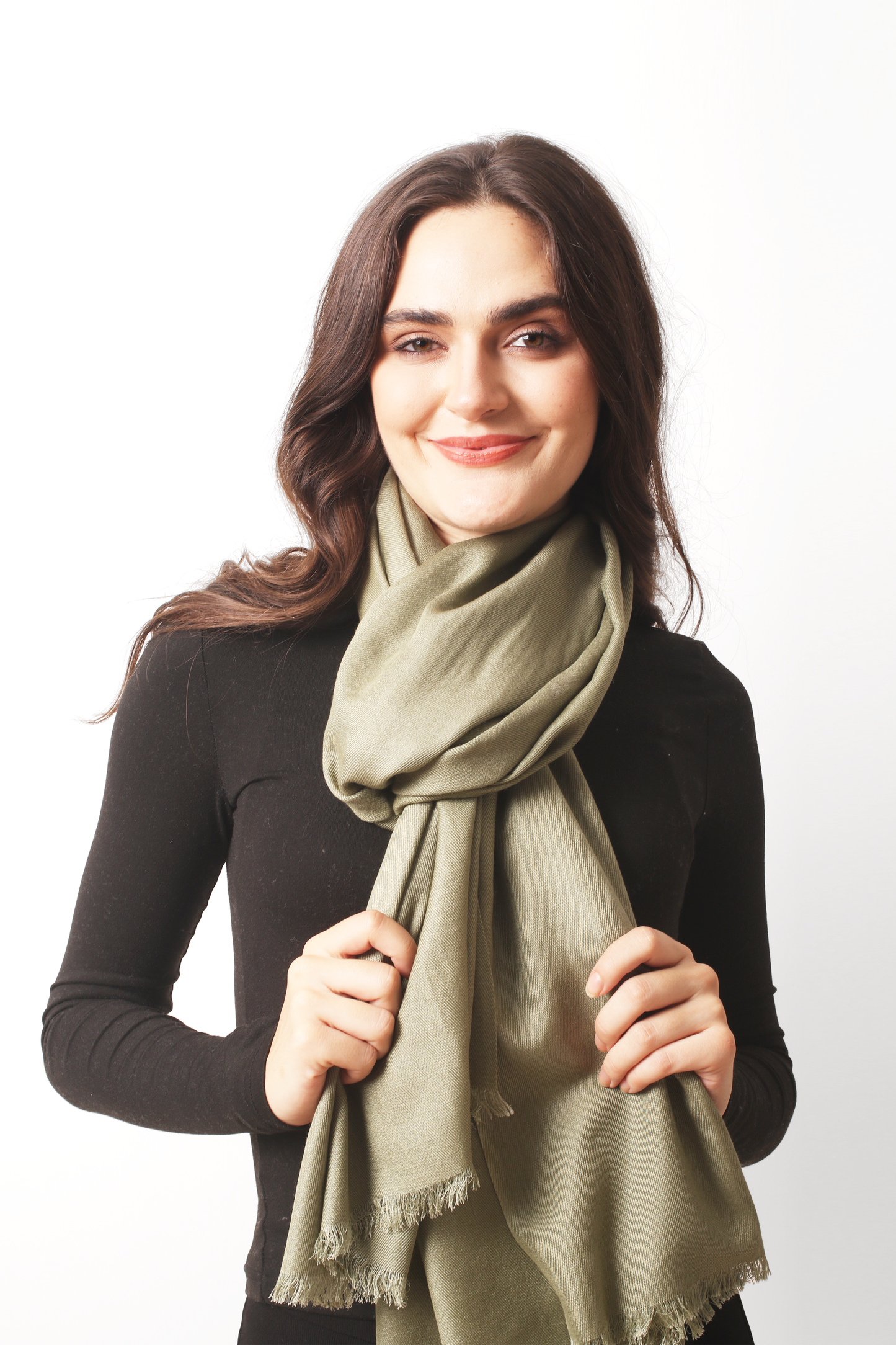 Sage Silk Cashmere Twill Scarf