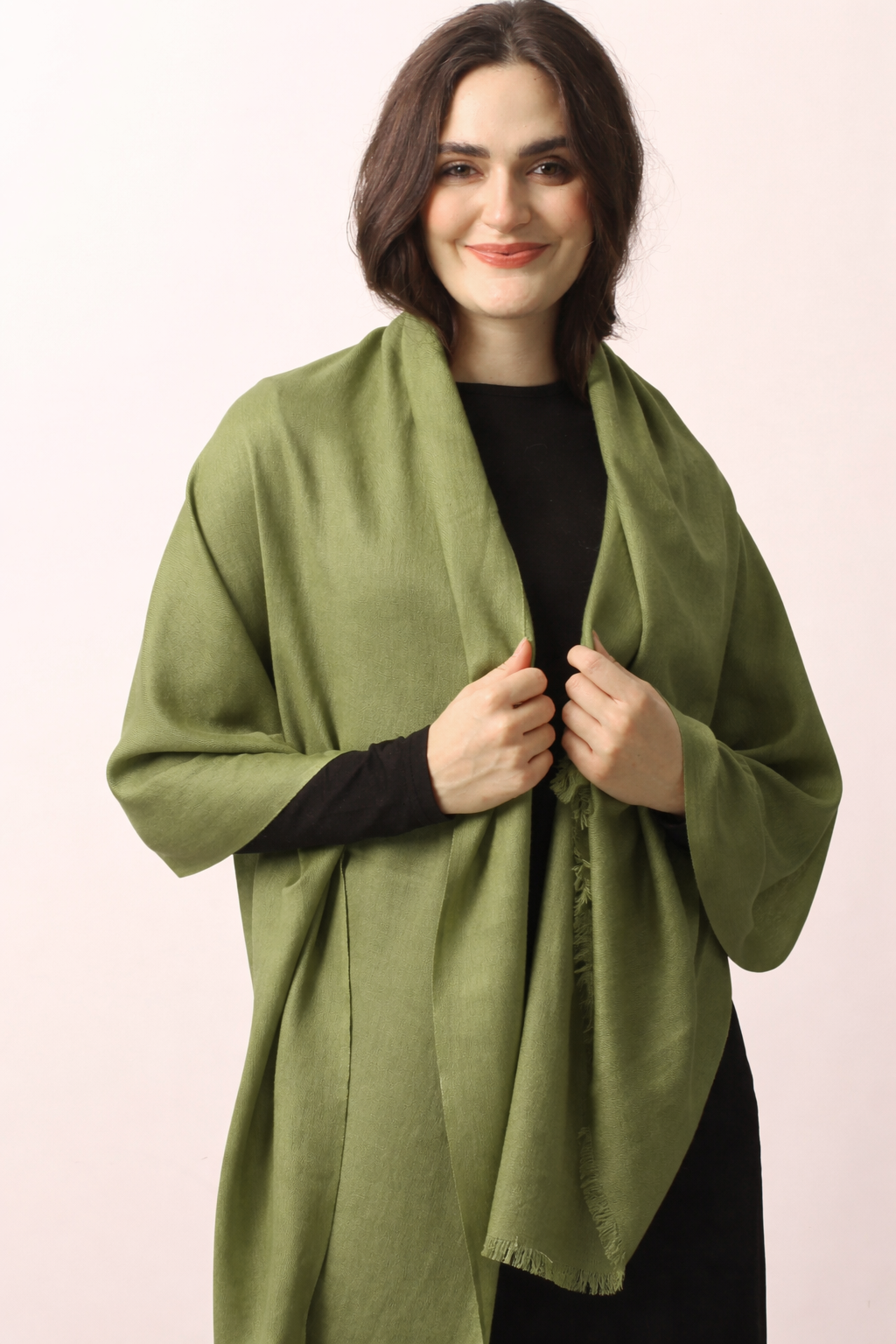 Sesame Green Silk Cashmere Twill Scarf- Pashma Women's