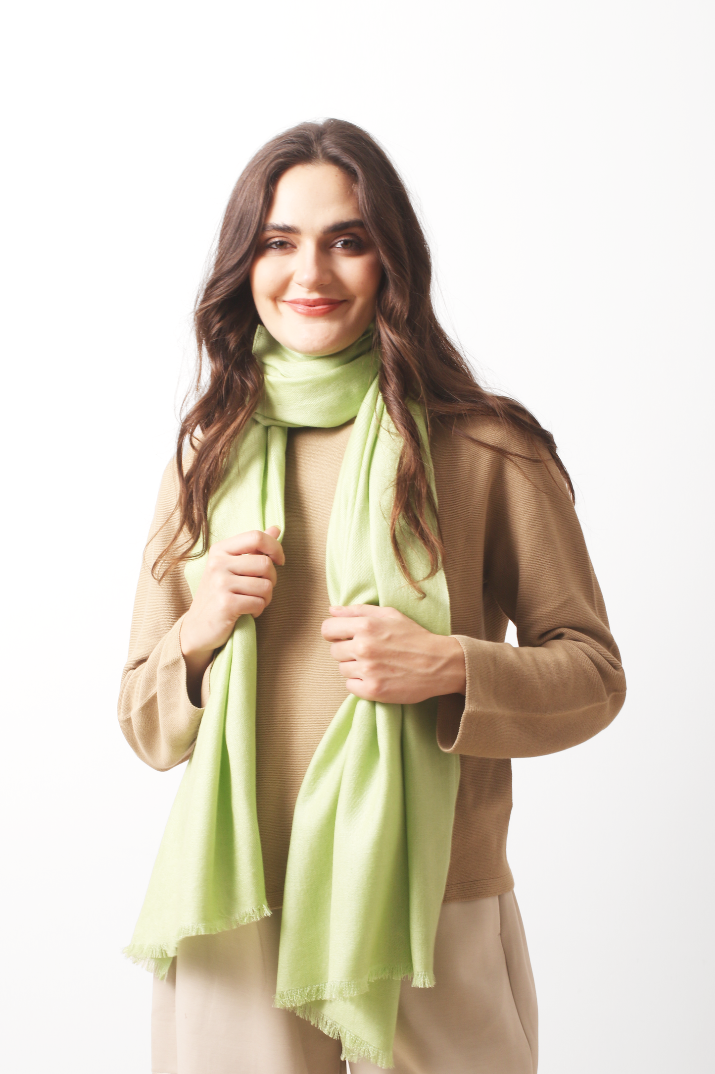 Fresh Leaf Silk Cashmere Twill Scarf
