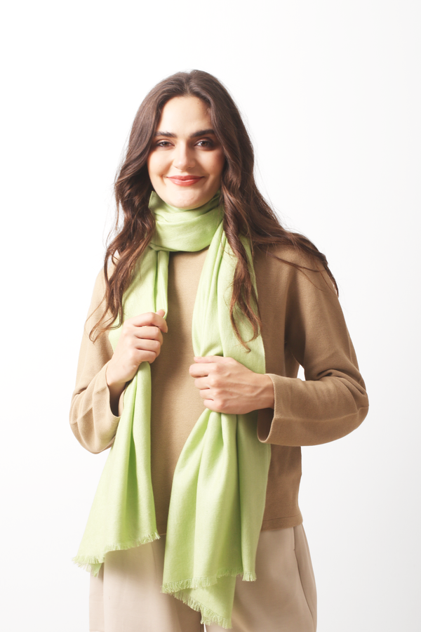 Fresh Leaf Silk Cashmere Twill Scarf