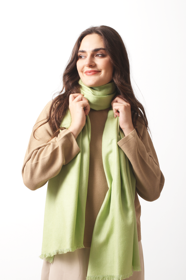 Fresh Leaf Silk Cashmere Twill Scarf
