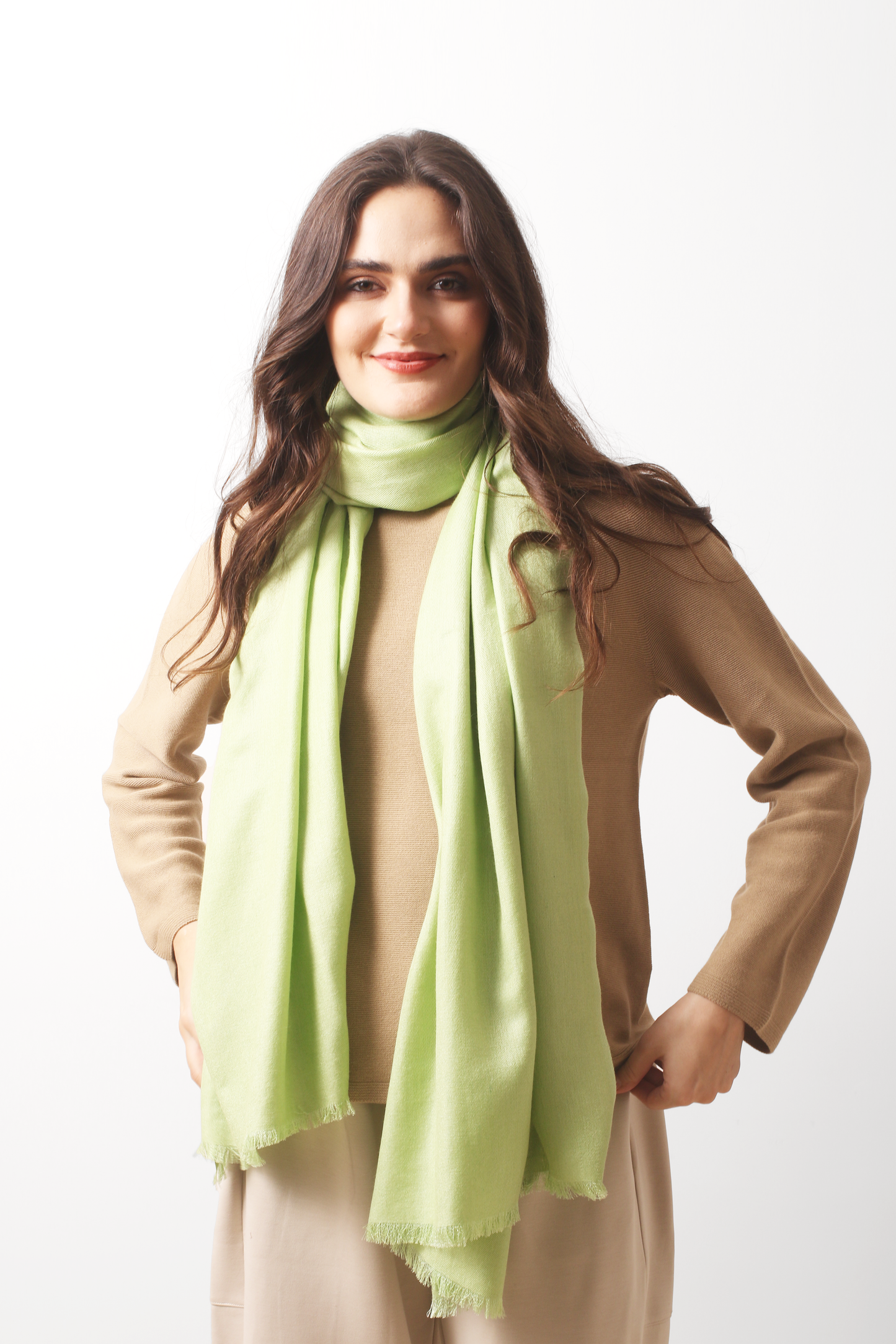 Fresh Leaf Silk Cashmere Twill Scarf