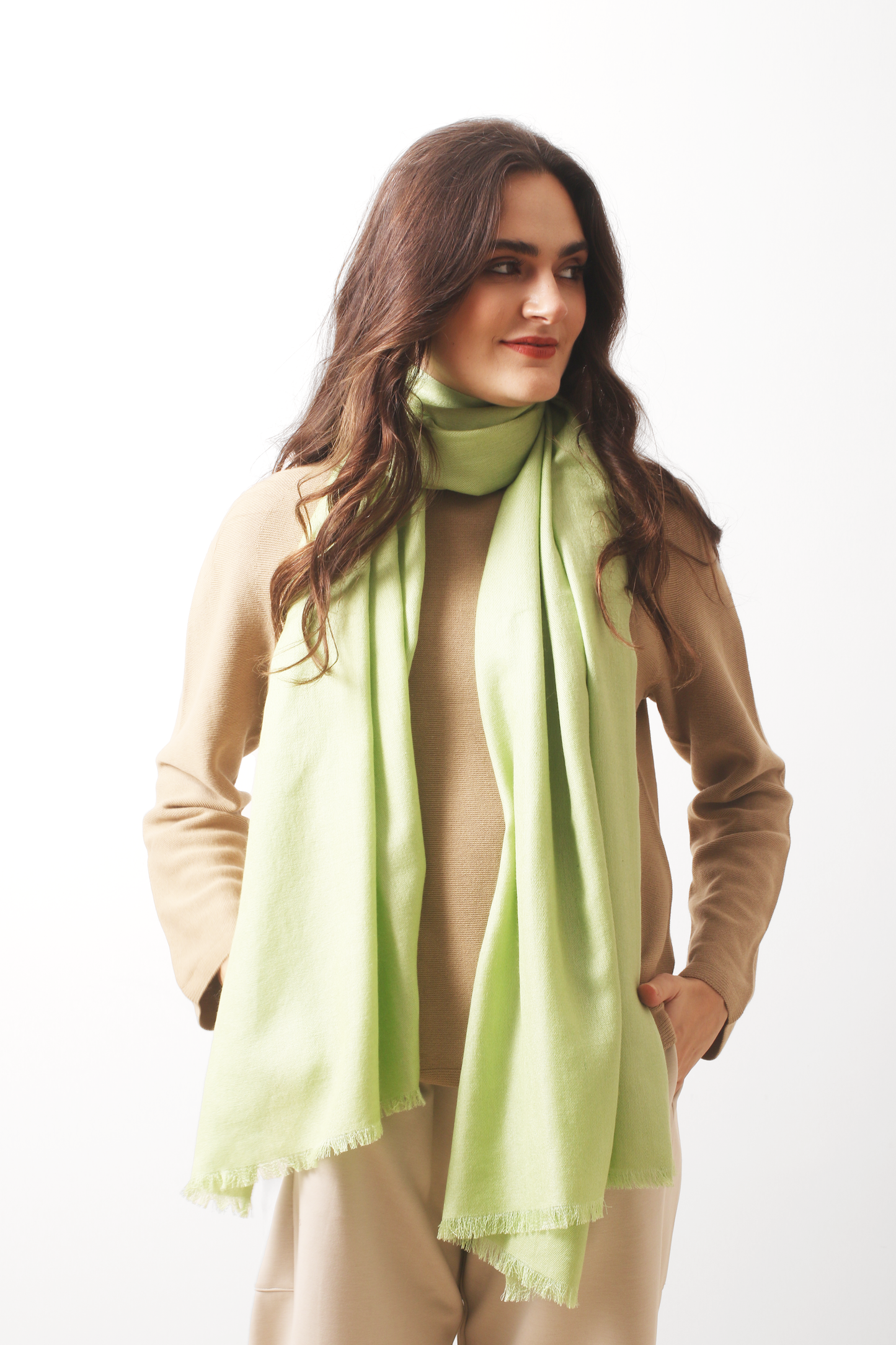 Fresh Leaf Silk Cashmere Twill Scarf
