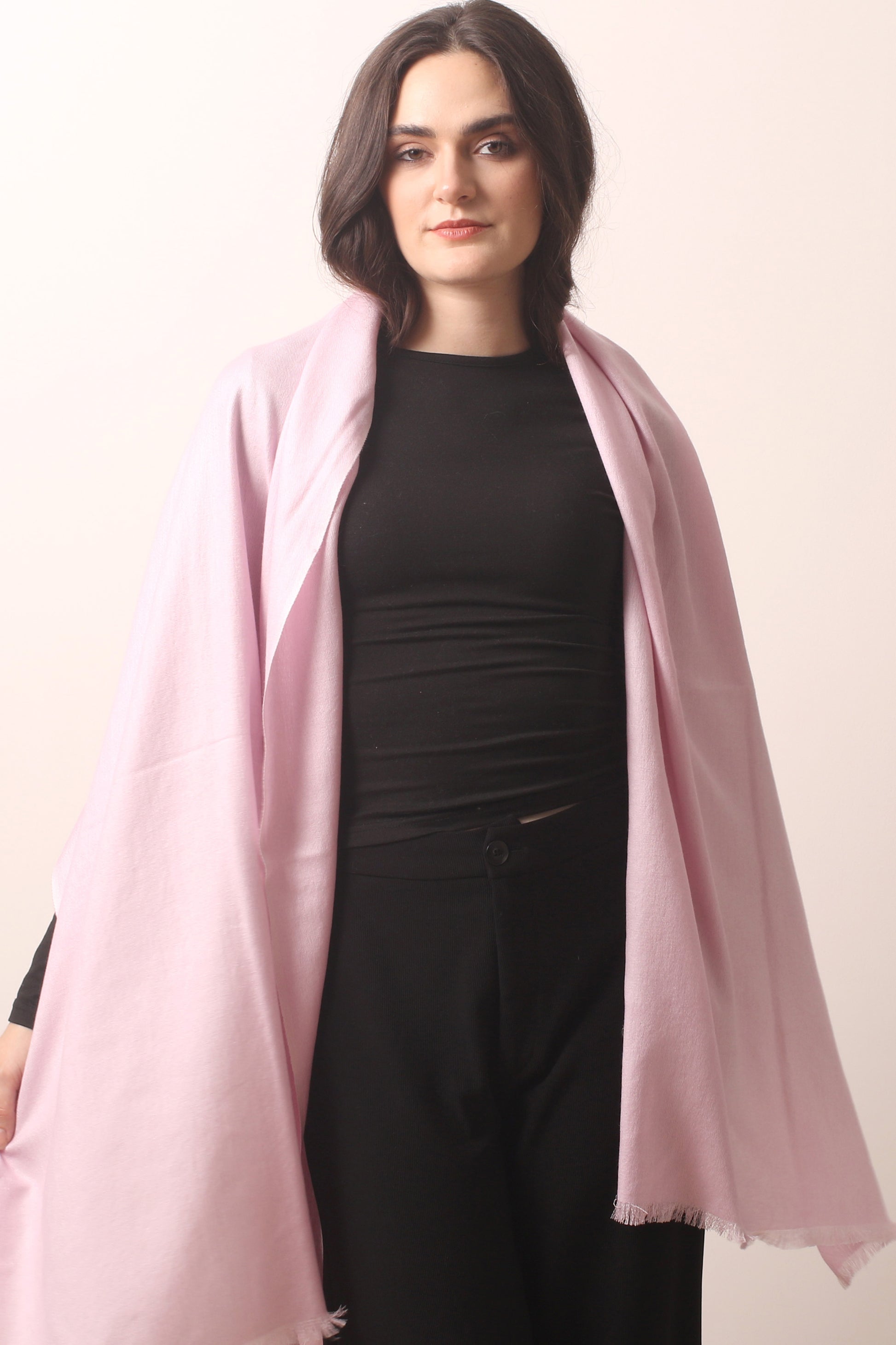 Shallot Pink Silk Cashmere Twill Scarf- Pashma Women's