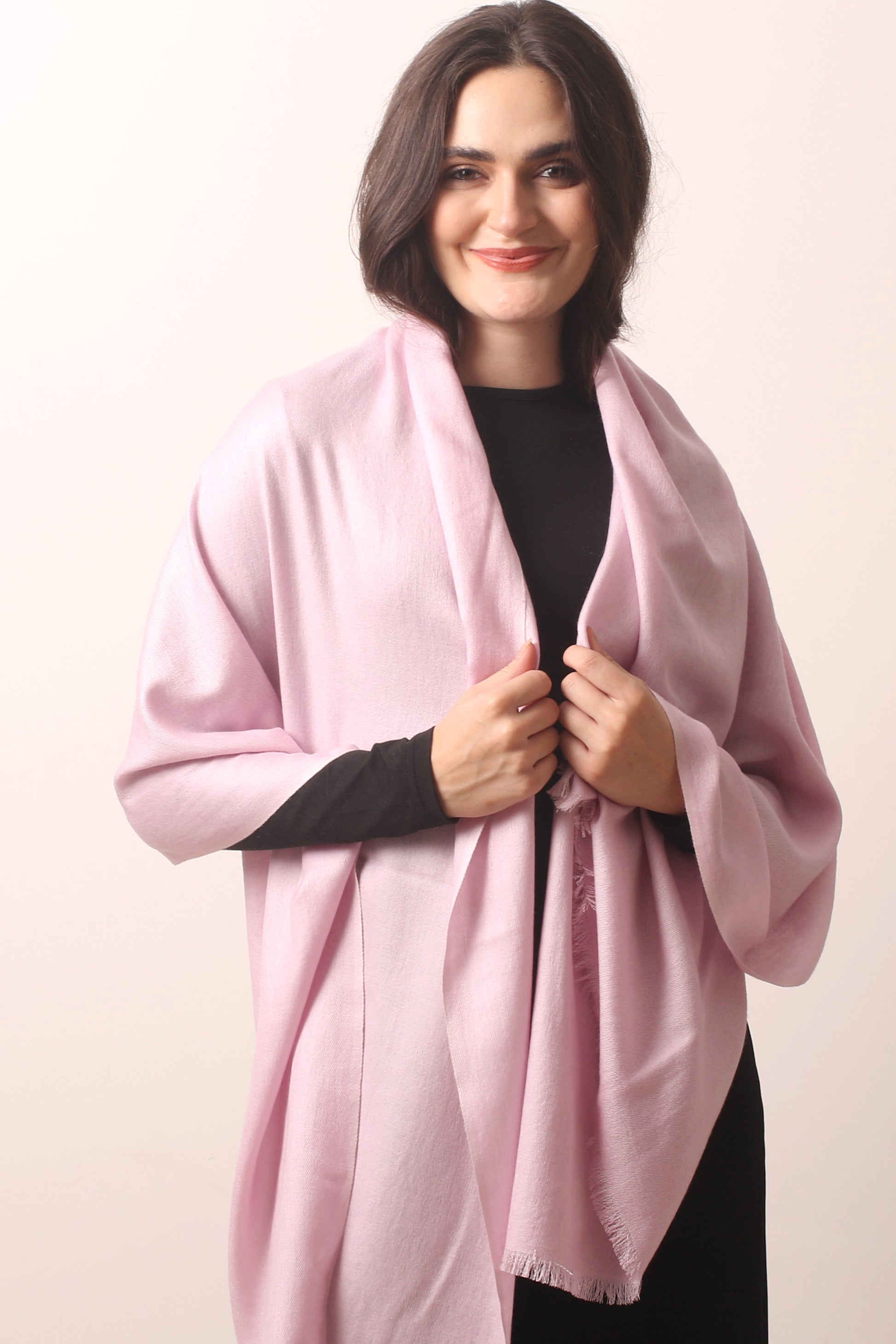 Shallot Pink Silk Cashmere Twill Scarf 2- Pashma Women's