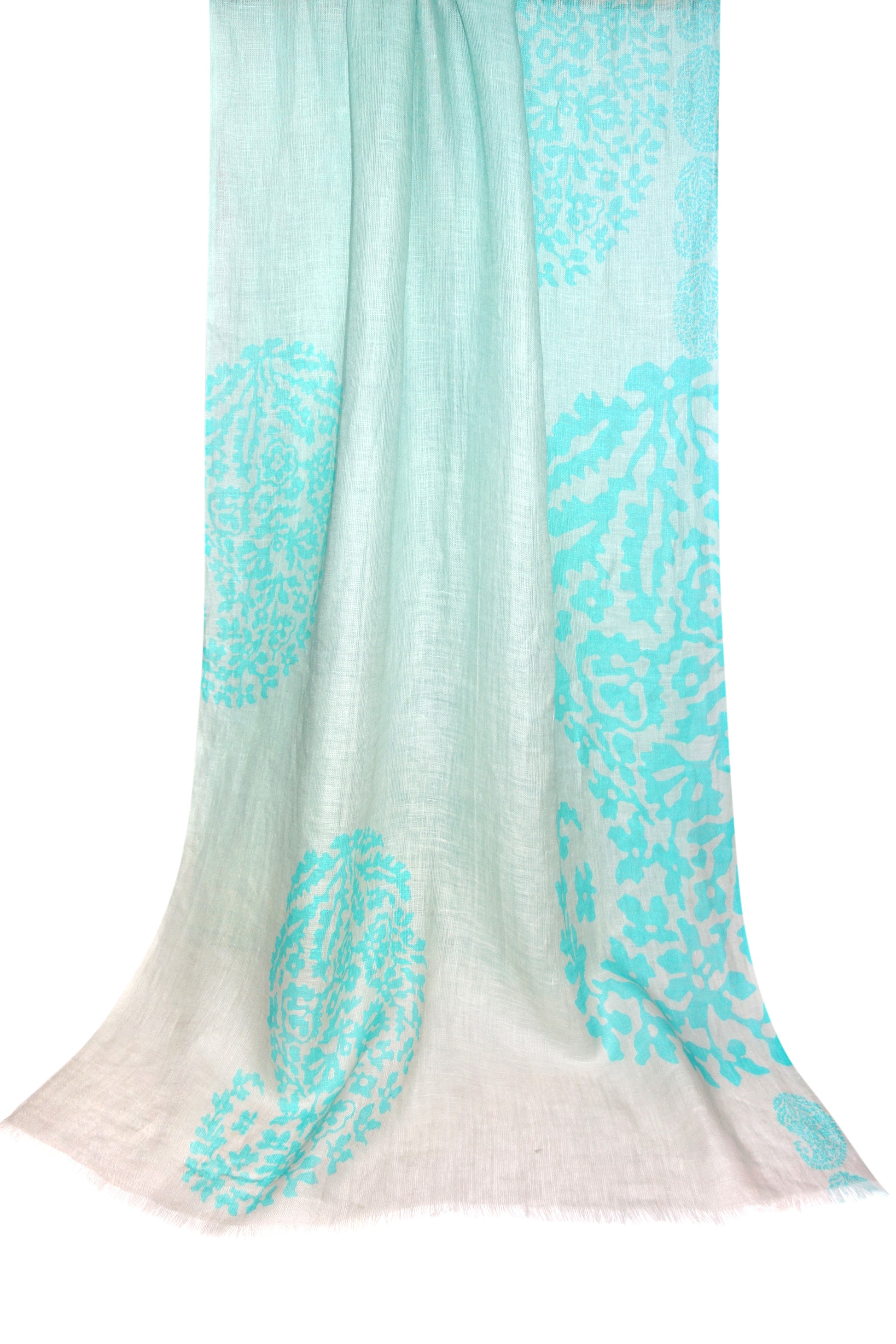 Sky Blue Paisley Scarf- Pashma Women's