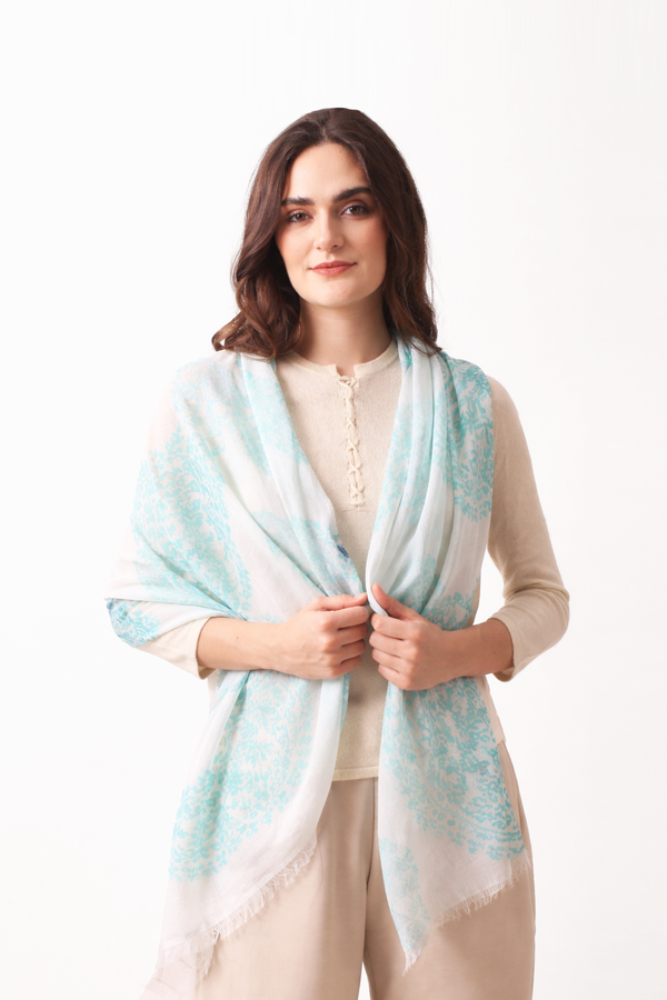 Sky Smoke Paisley Scarf