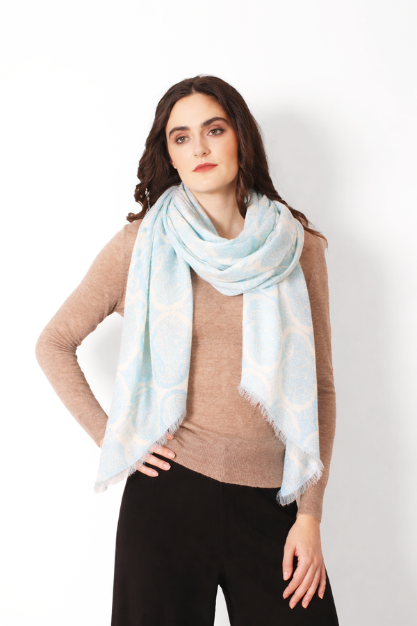 Cloud Fade Paisley Silk Cashmere Scarf